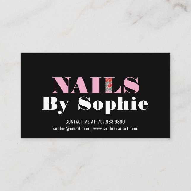Nail Tech Nail Art Business Card (Front)