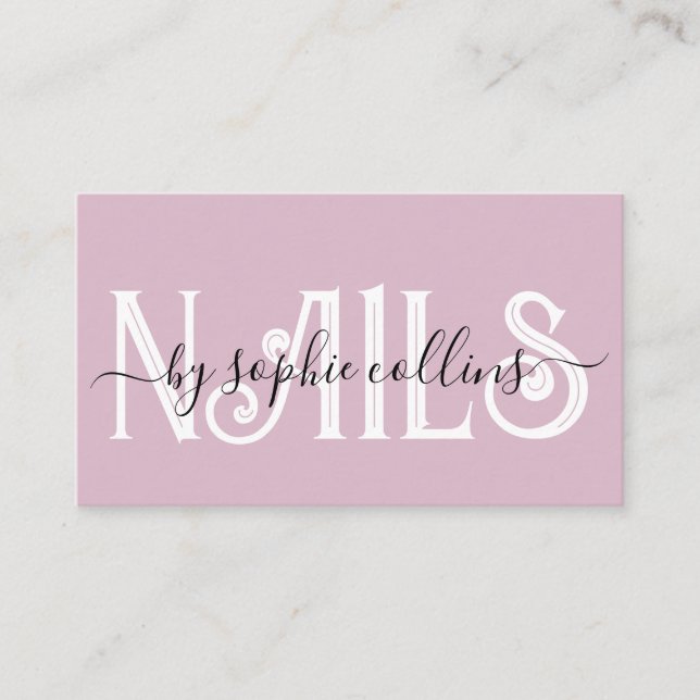 Nail Tech Nail Art Dusty Pink Business Card (Front)