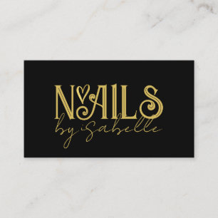 Nail Tech Nail Art Gold Black Business Card