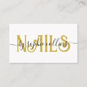 Nail Tech Nail Art Gold White Business Card