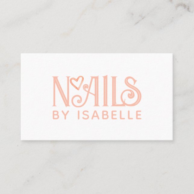 Nail Tech Nail Art Pink Logo  Business Card (Front)