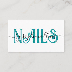Nail Tech Nail Art Teal  Business Card
