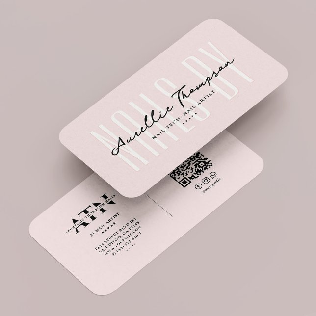 Nail Tech Nail Artist Aesthetic Pink Modern  Business Card (Nail Tech Nail Artist Aesthetic Pink Modern Business Card
)