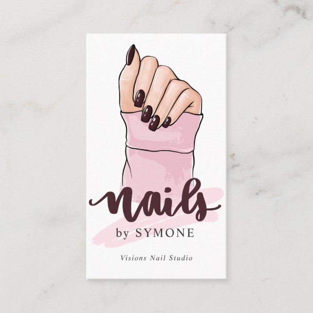 Nail Tech Nail Artist Beauty Salon Blush Pink Busi Business Card (Front)