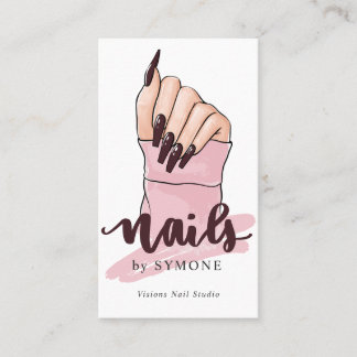 Nail Tech Nail Artist Beauty Salon Blush Pink Logo Business Card