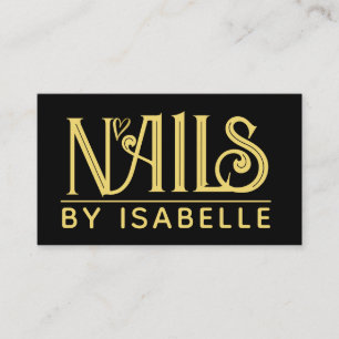 Nail Tech Nail Artist Gold Black Business Card