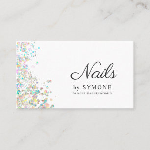Nail Tech, Nail Artist, Salon Holographic Glitter Business Card