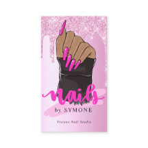 Nail Tech Nail Artist Salon Pink Glitter Dripping