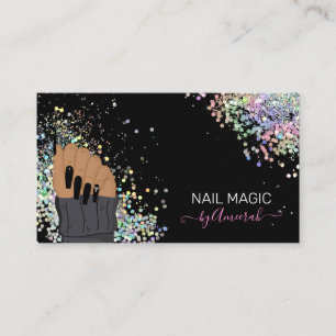 Nail Tech Nail Shop Holographic Glitter Business C Business Card