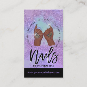 Nail Tech / Nails Salon Purple Glam Beauty  Business Card