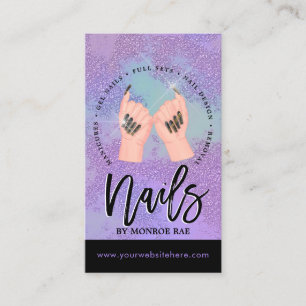 Nail Tech / Nails Salon Purple Glam Beauty Logo Business Card