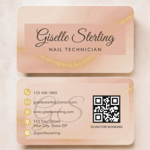 Nail Tech Neutral Terracotta QR Code Business Card