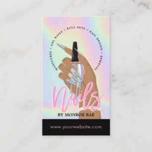 Nail Tech or Stylist Nail Salon Holographic Busine Business Card