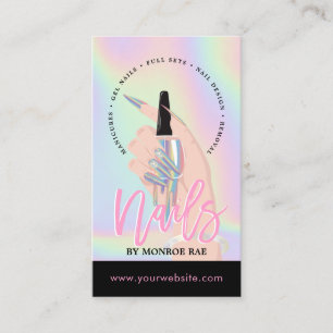 Nail Tech or Stylist Nail Salon Holographic Busine Business Card