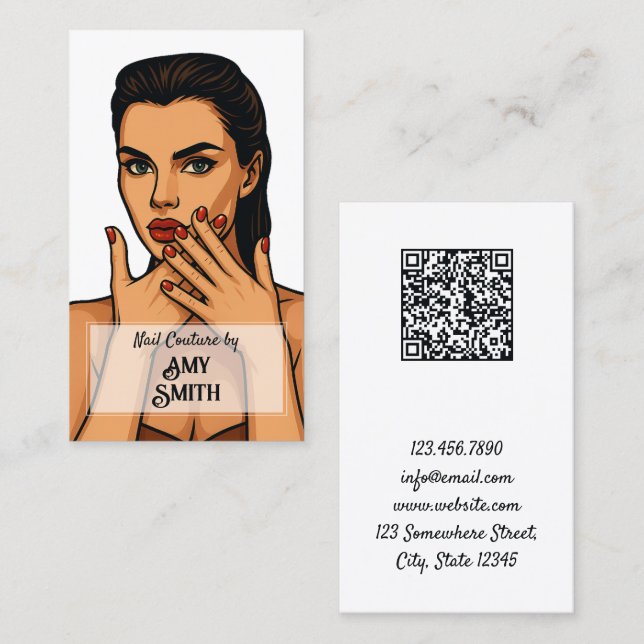 Nail Tech QR Business Card (Front/Back)
