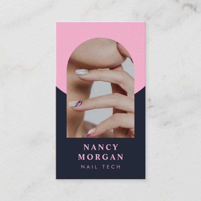 Nail Tech Qr Code Photo  Business Card (Front)