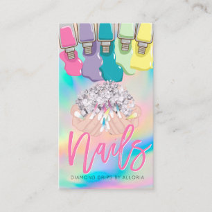 Nail Tech Rainbow Polish Hand Logo Nail Salon Bus Business Card