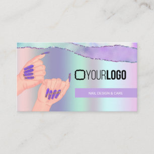 Nail Tech/Salon Pastel Purple Metallic - Your Logo Business Card