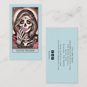 Nail Tech Tarot Card Blue Business Card