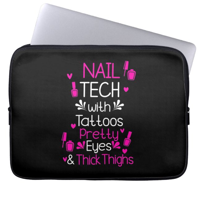 Nail Tech With Tattoos Laptop Sleeve (Front)