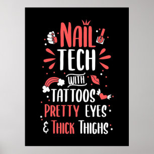 Nail Tech With Tattoos Poster