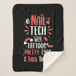 Nail Tech With Tattoos Sherpa Blanket