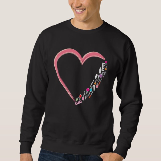 Nail Tech  Work Uniform Nail Polish Heart Sweatshirt (Front)