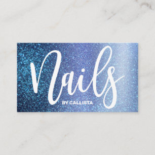 Nail Technician Aqua Baby Blue Triple Glitter Business Card