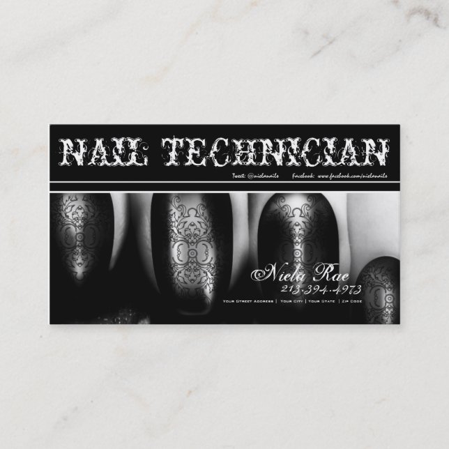 Nail Technician/Artist/Manicurist Business Card(2) Business Card (Front)