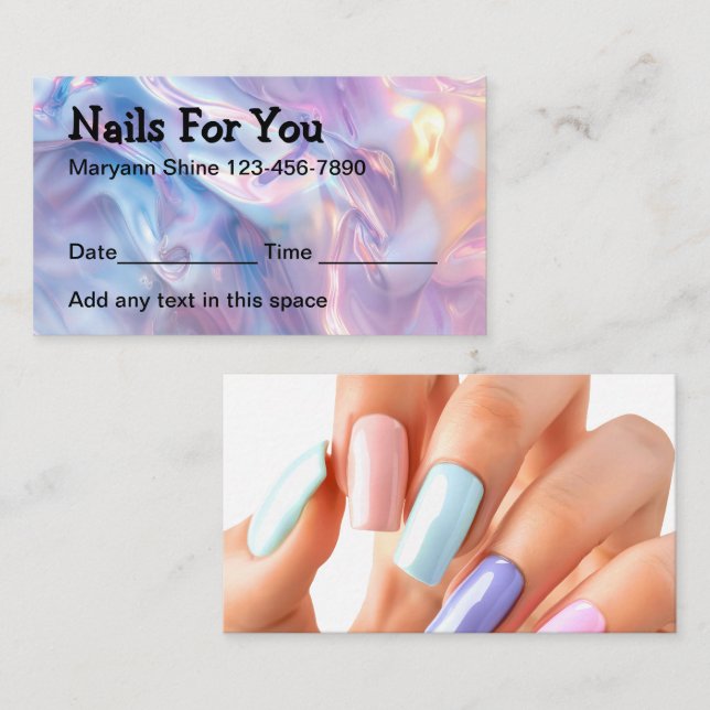 Nail Technician Beauty Appointment Cards (Front/Back)