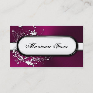 Nail Technician Business Card Bold Floral Metallic