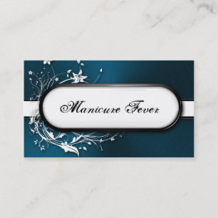 Nail Technician Business Card Bold Floral Metallic