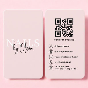 Nail Technician Business Card with QR Code