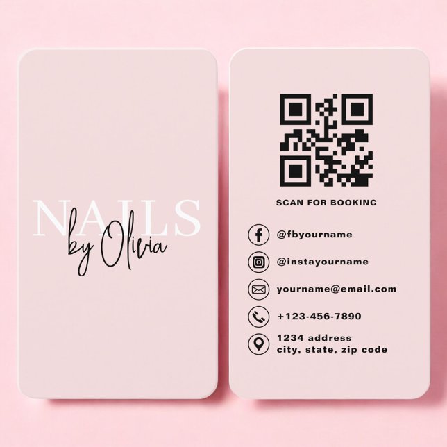 Nail Technician Business Card with QR Code (Creator Uploaded)