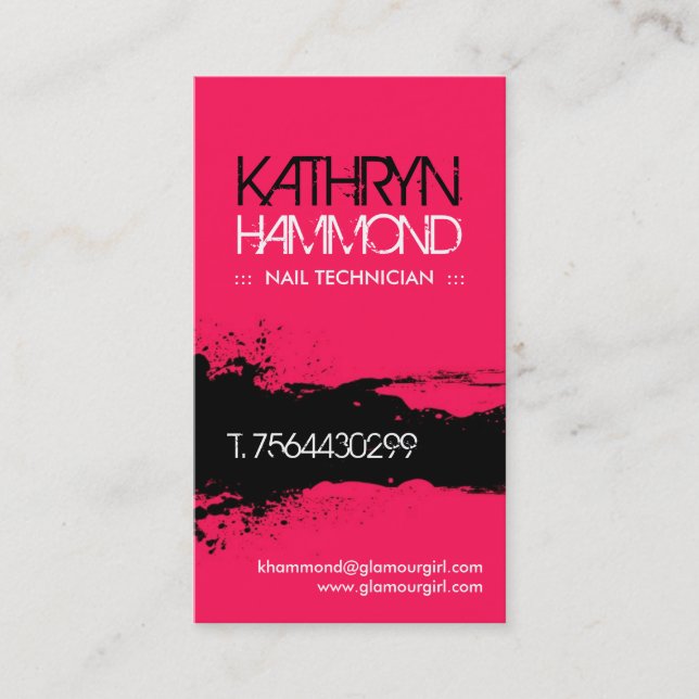 Nail Technician Business Cards (Front)
