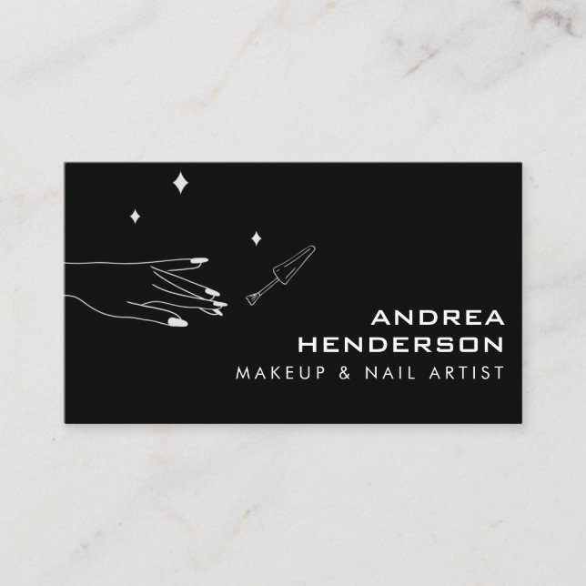 Nail Technician Business Cards, Nail Artist Makeup Business Card (Front)
