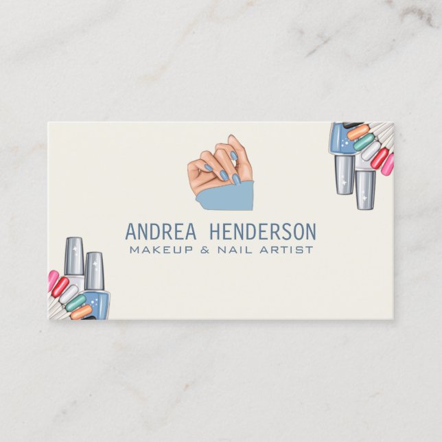 Nail Technician Business Cards, Nail Artist Makeup Card (Front)