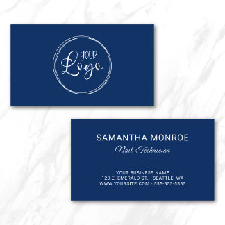 Nail Technician Business Logo Navy Blue Card