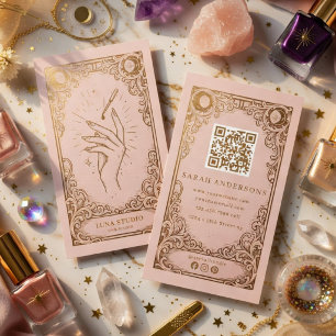 Nail Technician Celestial Nail Studio Pink & Gold Business Card