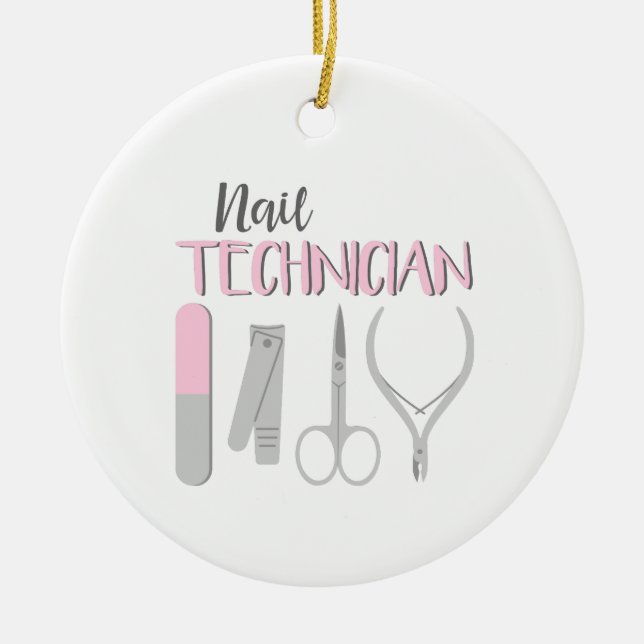 Nail Technician Ceramic Tree Decoration (Front)