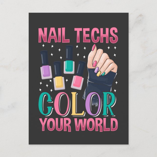 Nail technician Colourful Nails Manicure Artist Postcard (Front)