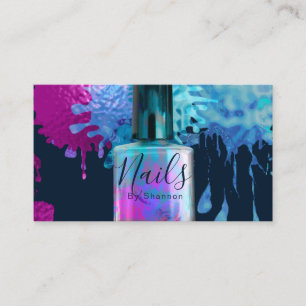 Nail Technician Colourful Splatter Design Business Card