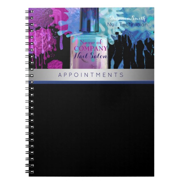 Nail Technician colourful splatter design Notebook (Front)