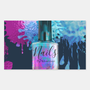 Nail Technician Colourful Splatter Design Rectangular Sticker