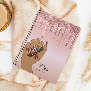 Nail Technician Dripping Glittering Gold Notebook