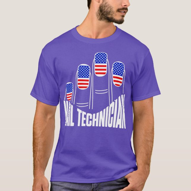 Nail Technician Flag Nails Nail Tech Artist T-Shirt (Front)