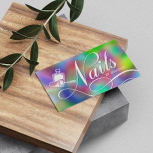 Nail Technician Holographic QR  Business Card