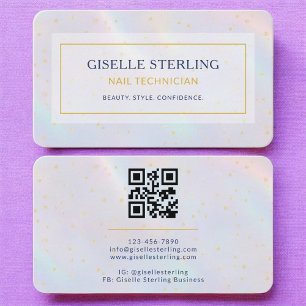 Nail Technician Holographic QR Code Business Card