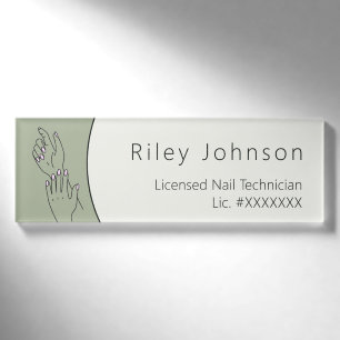 Nail Technician ID Name Tag Licensed Nail Tech