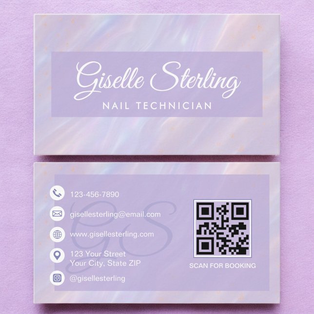 Nail Technician Iridescent Pastel Opal Holographic Business Card (Creator Uploaded)